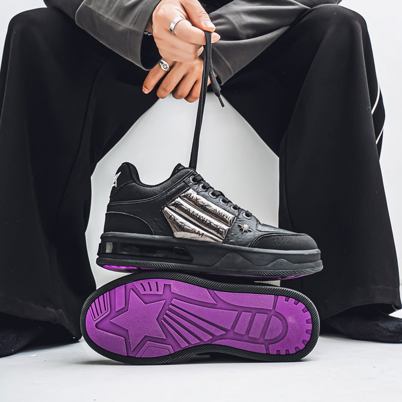 In-Stock Fan Chengcheng Style Height-Increasing Black National Trend Brand Thick-Soled Star Sports Casual Sneakers for Men - Image 2