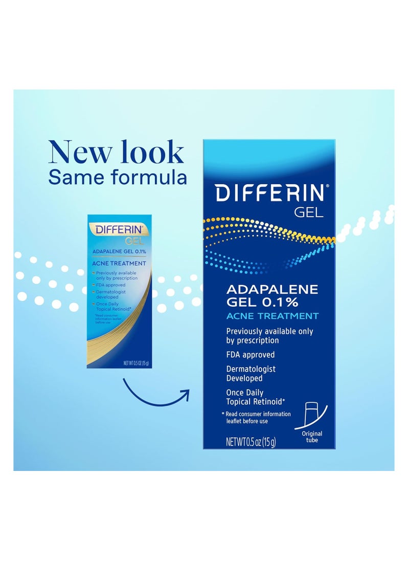 differin - جل علاج حب الشباب من ديفرين، كمية تكفي لمدة 30 يومًا، علاج ريتينويد للوجه مع 0.1% أدابالين، عناية لطيفة بالبشرة الحساسة المعرضة لحب الشباب، أنبوب 15 جم - Image 1