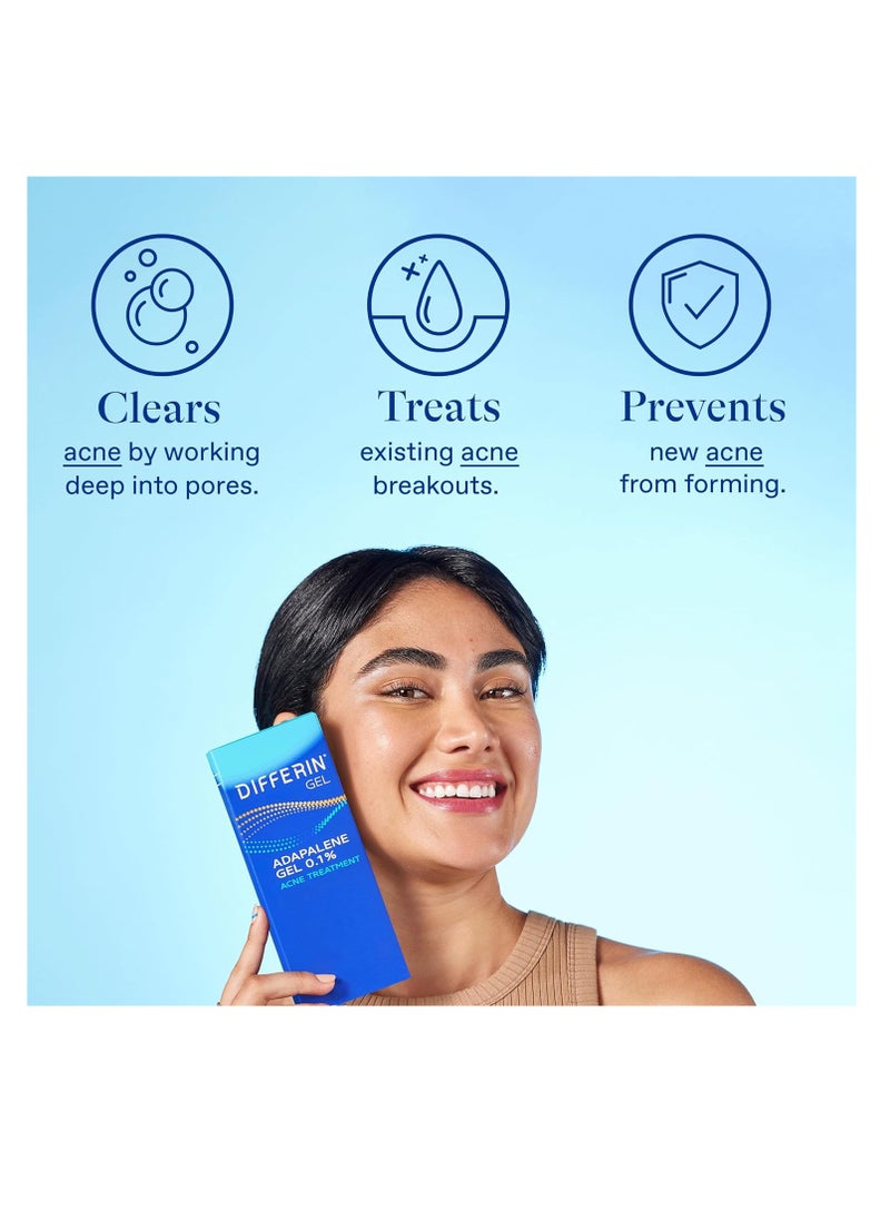 differin - جل علاج حب الشباب من ديفرين، كمية تكفي لمدة 30 يومًا، علاج ريتينويد للوجه مع 0.1% أدابالين، عناية لطيفة بالبشرة الحساسة المعرضة لحب الشباب، أنبوب 15 جم - Image 1