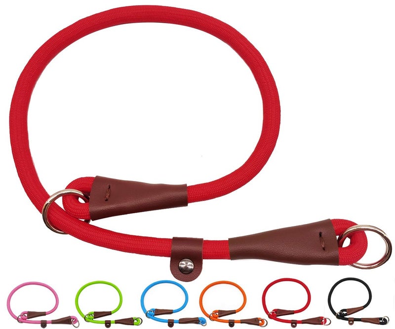 MayPaw Slip Collar Nylon Rope Adjustable Collar for Dog Training- No Pull Round Martingale Dog Collars for Small Medium Large Dogs (24" x 1/2", Red) - Image 1