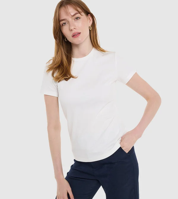 بي سي بي جي BCBG Regular Round Neck T Shirt With Branding