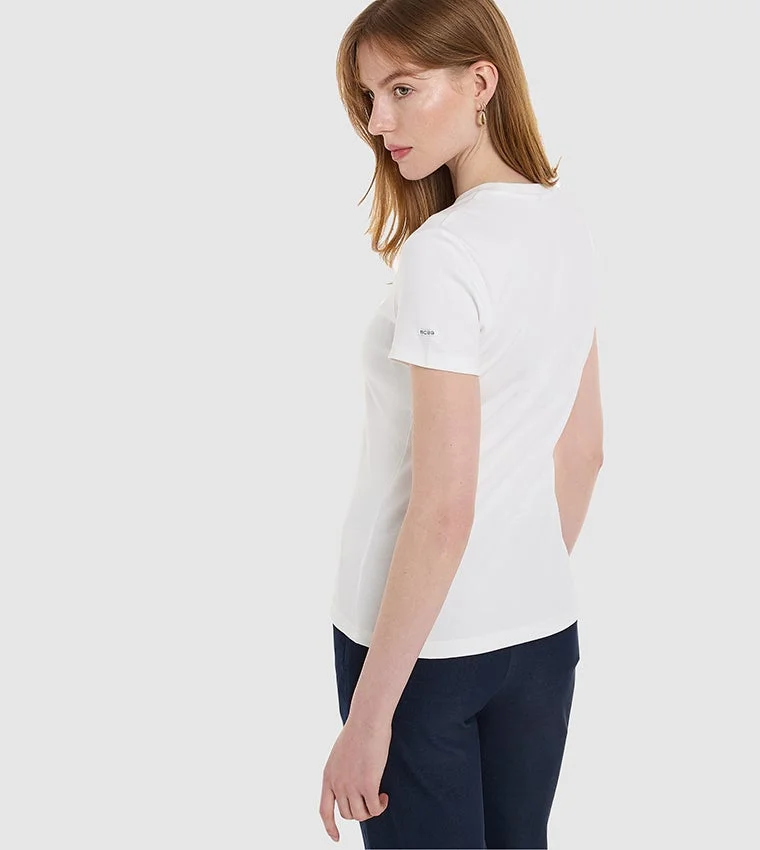 بي سي بي جي BCBG Regular Round Neck T Shirt With Branding