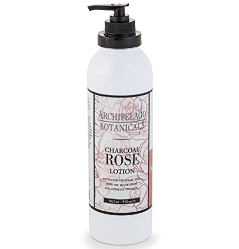 Archipelago Botanicals Charcoal Rose Lotion Hydrating Lotion for Soft and Healthy Skin Scented Body Lotion Free from Parabens Phthalates and GMOs 18 oz