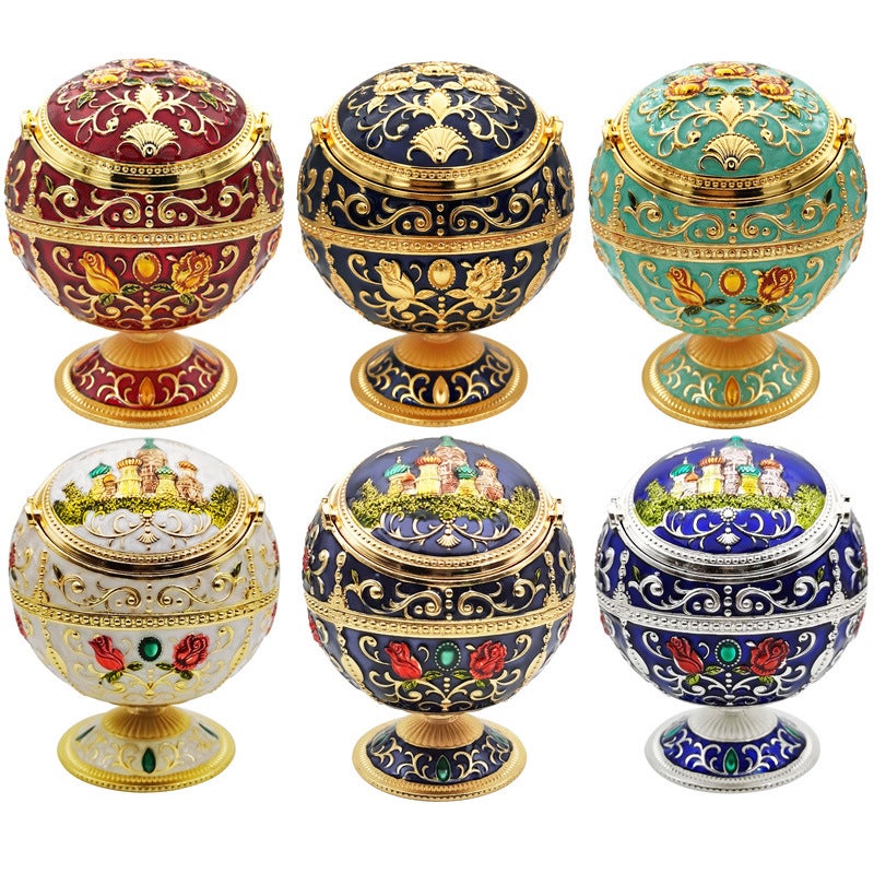 Creative Personality Ashtray With Lid Windproof Household Globe Decorative Metal European Style Cigarette Cup - Image 2