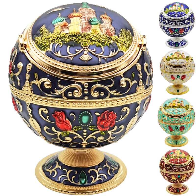 Creative Personality Ashtray With Lid Windproof Household Globe Decorative Metal European Style Cigarette Cup - Image 3