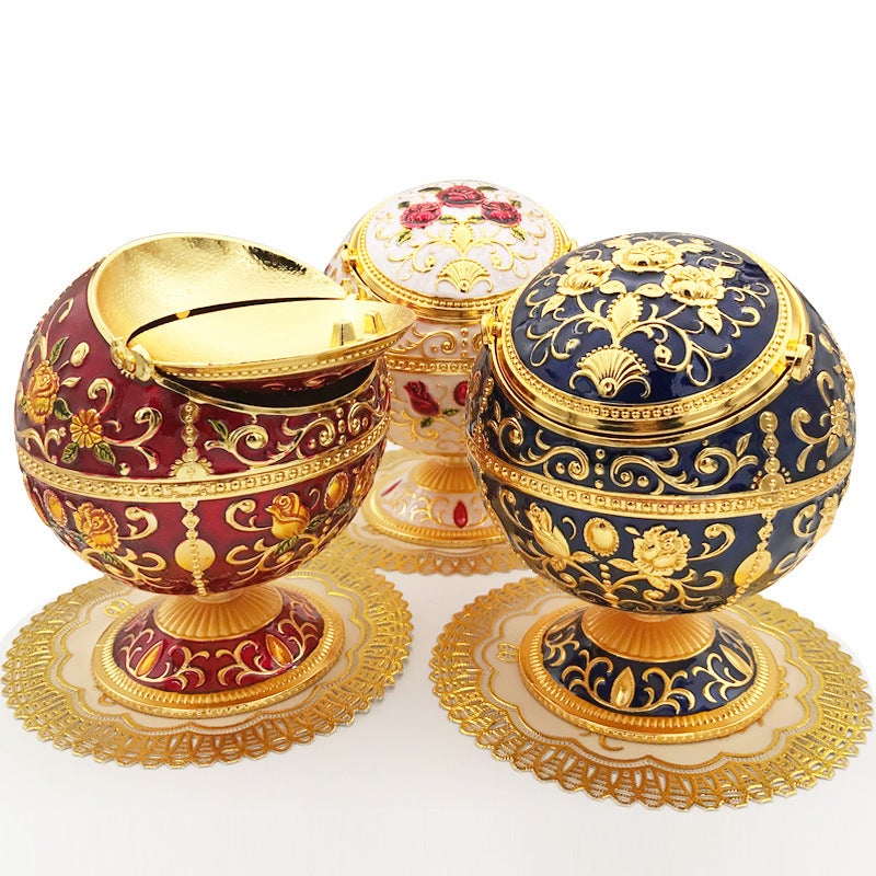 Creative Personality Ashtray With Lid Windproof Household Globe Decorative Metal European Style Cigarette Cup - Image 4