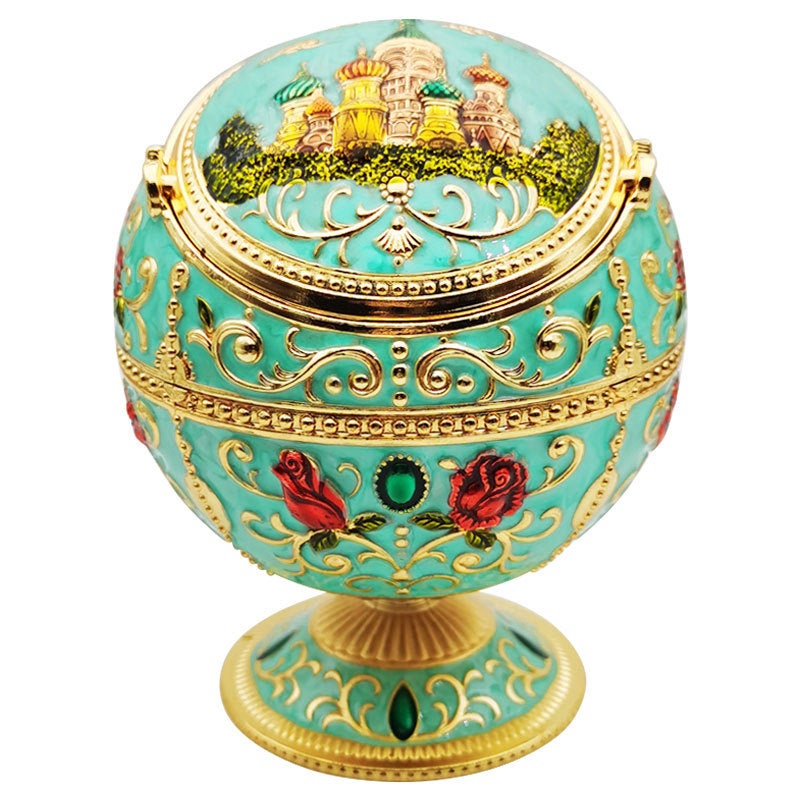 Creative Personality Ashtray With Lid Windproof Household Globe Decorative Metal European Style Cigarette Cup - Image 1