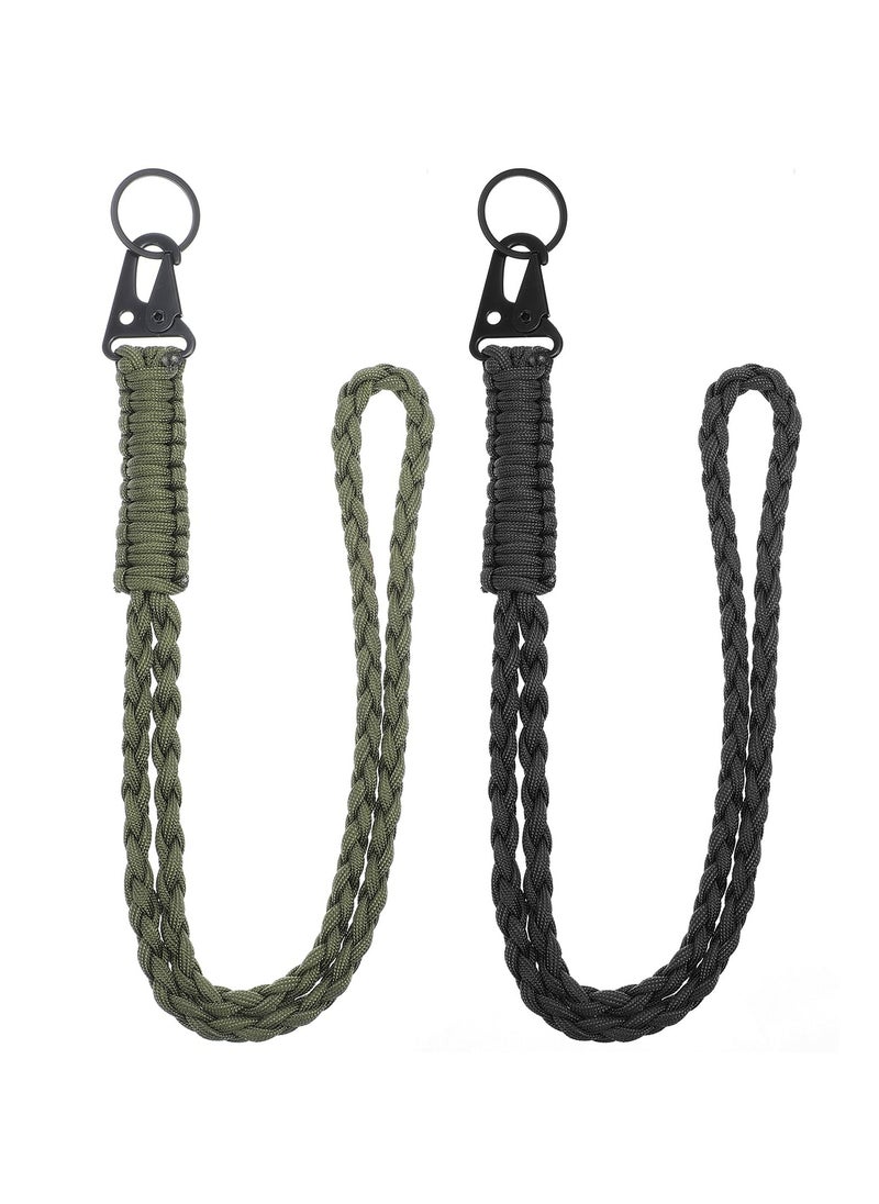 CMGTYYD - CMGTYYD Heavy Duty Paracord Neck Lanyard Keychain for ID Badges Braided Keychains, Strong Paracord Braided Lanyard with Metal Clip Key Ring for Outdoor Activities, Camera, Wallet, Activities, Travel - Image 1