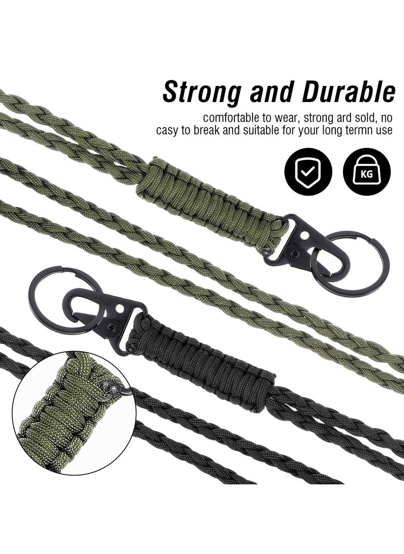 CMGTYYD - CMGTYYD Heavy Duty Paracord Neck Lanyard Keychain for ID Badges Braided Keychains, Strong Paracord Braided Lanyard with Metal Clip Key Ring for Outdoor Activities, Camera, Wallet, Activities, Travel - Image 1