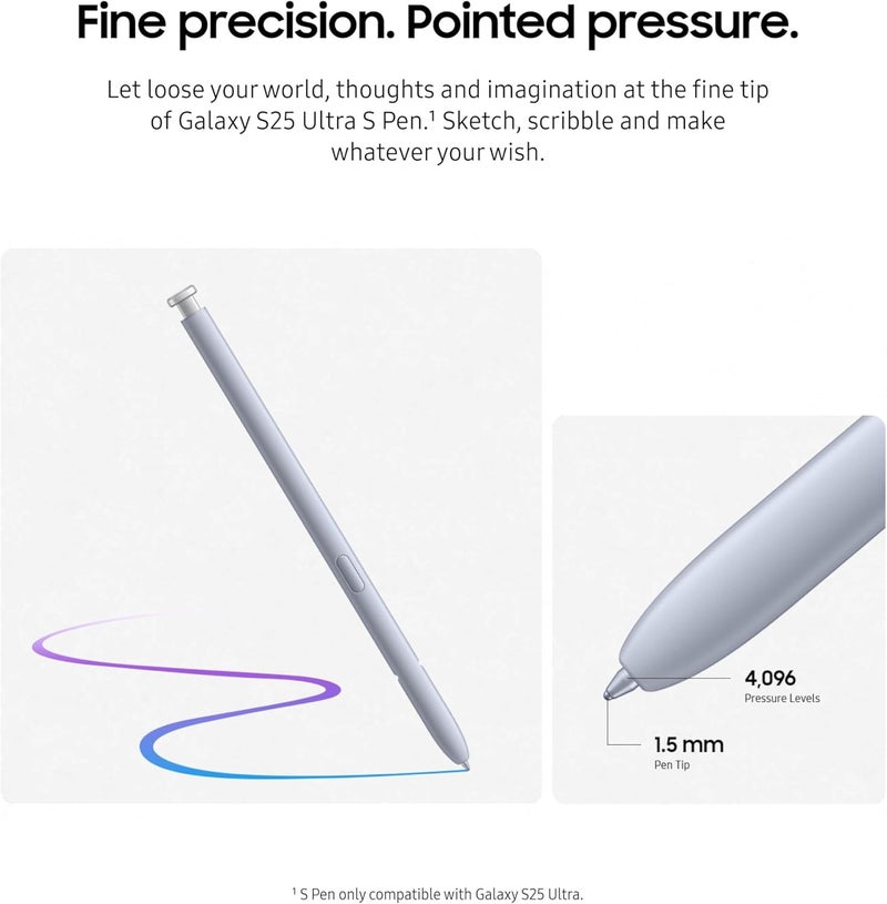 Bluejw سامسونج جالاكسي S25 ألترا S Pen, تصميم مريح, تحكم بالهواء, قلم لمس, تنقل الهاتف, النسخة الأمريكية, EJ-PS938BBEGUJ, أسود - Image 1