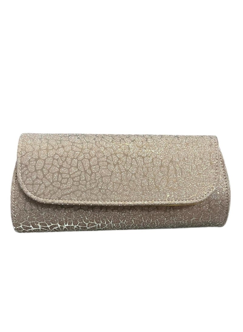 Elegant Women Soiree Handbag Shiny Design Chain Shoulder Strap Evening Bag gold - Image 1