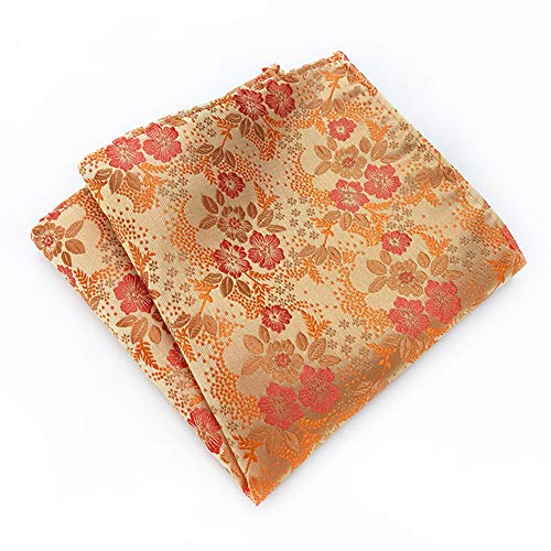 Elfeves Mens Orange Gloden Yellow Silk Tie Floral Business Novelty Paisley Party Necktie - Image 3