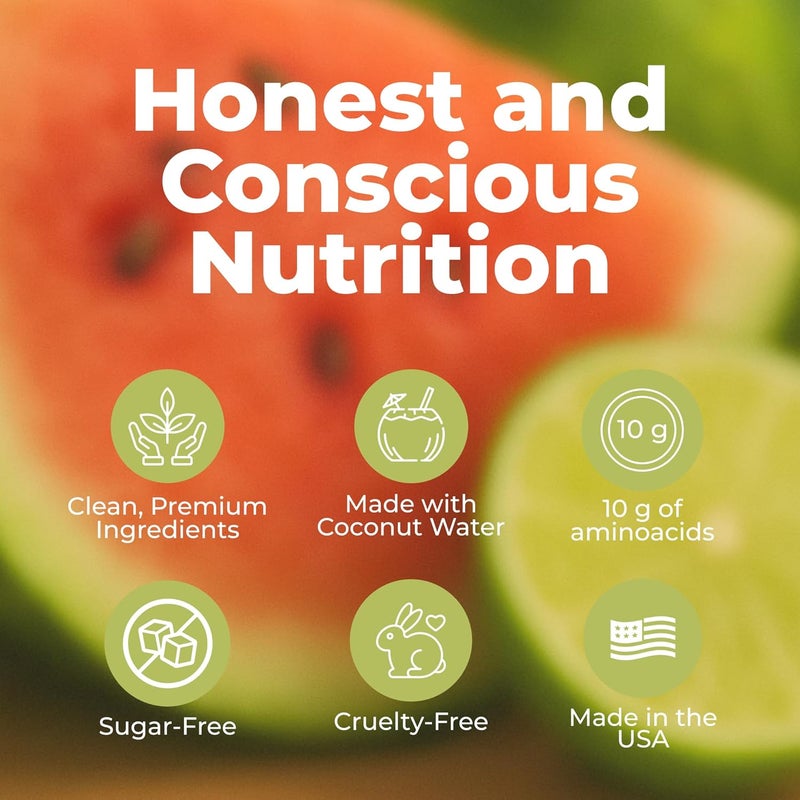 About Time BCAA Hydration Powder Watermelon Lime with LGlutamine  Electrolytes NonGMO Gluten Free Monk Fruit Coconut Water 20 Servings - Image 5