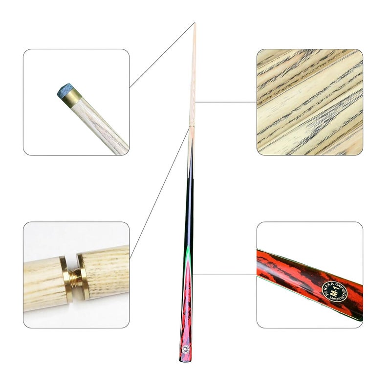 JBB Billiards M1 American Pool Half Joint cue in Fully ash Wood (12mm tip) Pack 2 pcs - Image 2