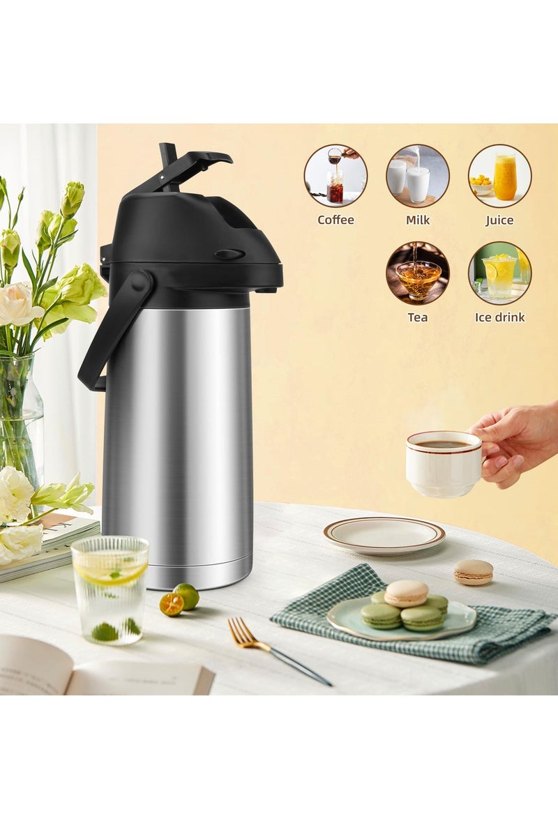 Upgraded 65 Oz (1.9L) Airpot Coffee Carafe with Pump, Portable Stainless Steel Double-wall Insulated Thermal Carafe Dispenser,  20 Hour Cold Retention - Image 4