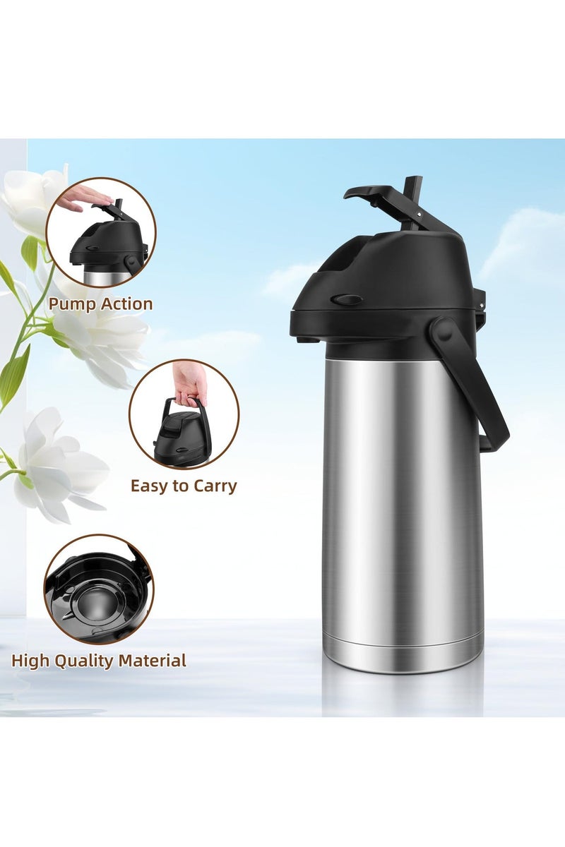 Upgraded 65 Oz (1.9L) Airpot Coffee Carafe with Pump, Portable Stainless Steel Double-wall Insulated Thermal Carafe Dispenser,  20 Hour Cold Retention - Image 5