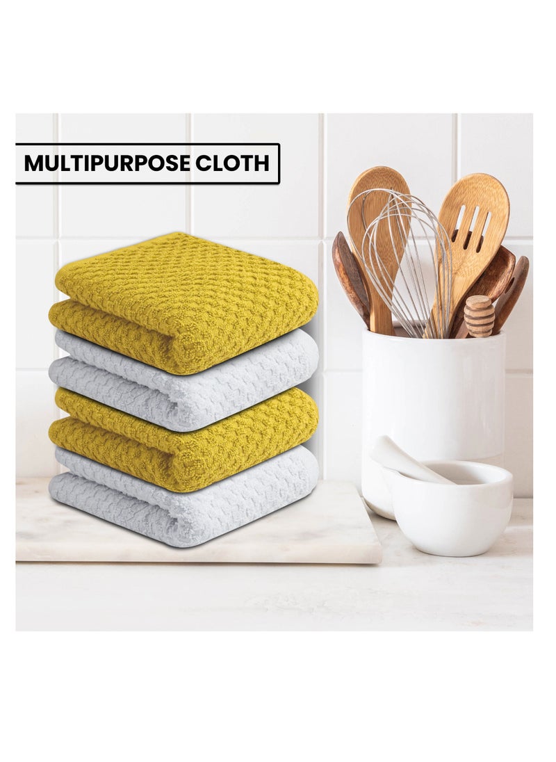 Infinitee Xclusives Infinitee Xclusives Premium Dish Towels - Yellow [Pack of 4] 100% Cotton 33cm x 33cm Dish Cloth - Absorbent Tea Towels - Terry Kitchen Dishcloth Towels for Household Cleaning  - Image 5