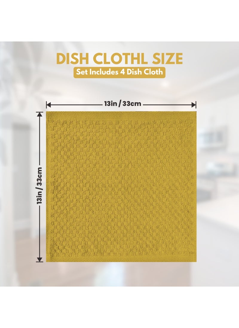 Infinitee Xclusives Infinitee Xclusives Premium Dish Towels - Yellow [Pack of 4] 100% Cotton 33cm x 33cm Dish Cloth - Absorbent Tea Towels - Terry Kitchen Dishcloth Towels for Household Cleaning  - Image 2