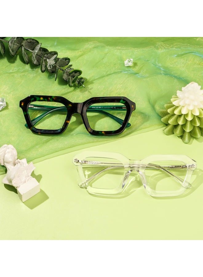 Zeelool Vintage Rectangle Eyeglasses Frame for Women Men with Non-prescription Clear Lens ZJGA132186-03 Tortoise - Image 3