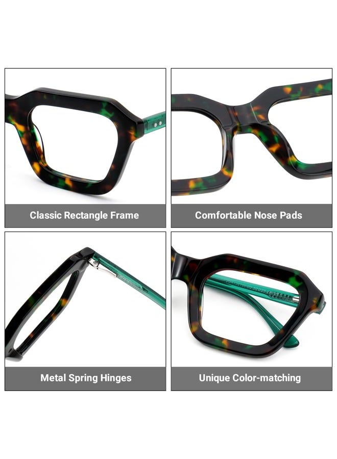 Zeelool Vintage Rectangle Eyeglasses Frame for Women Men with Non-prescription Clear Lens ZJGA132186-03 Tortoise - Image 4
