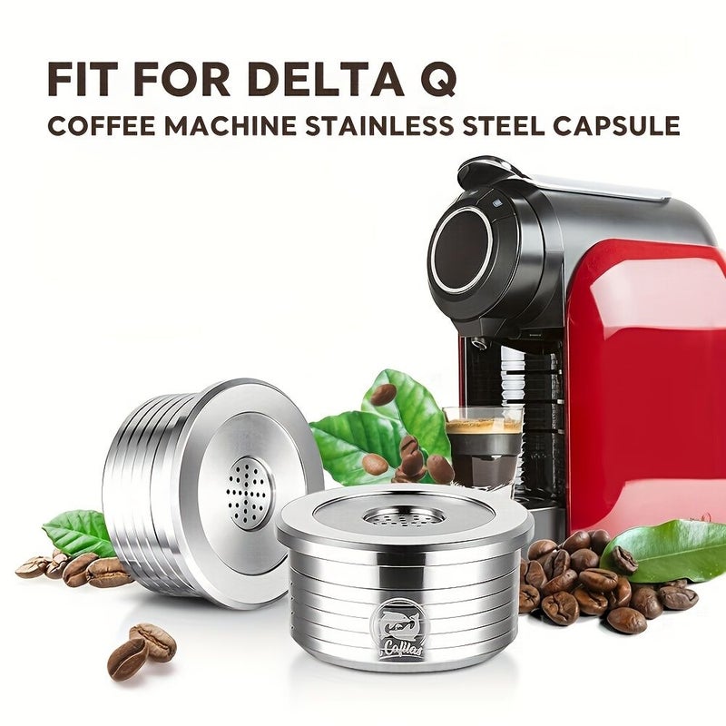 For Delta Q NDIQ7323 Coffee Machine 2pcs Reusable Capsule Pod Stainless Steel Refillable Coffee Filter Cup - Image 1