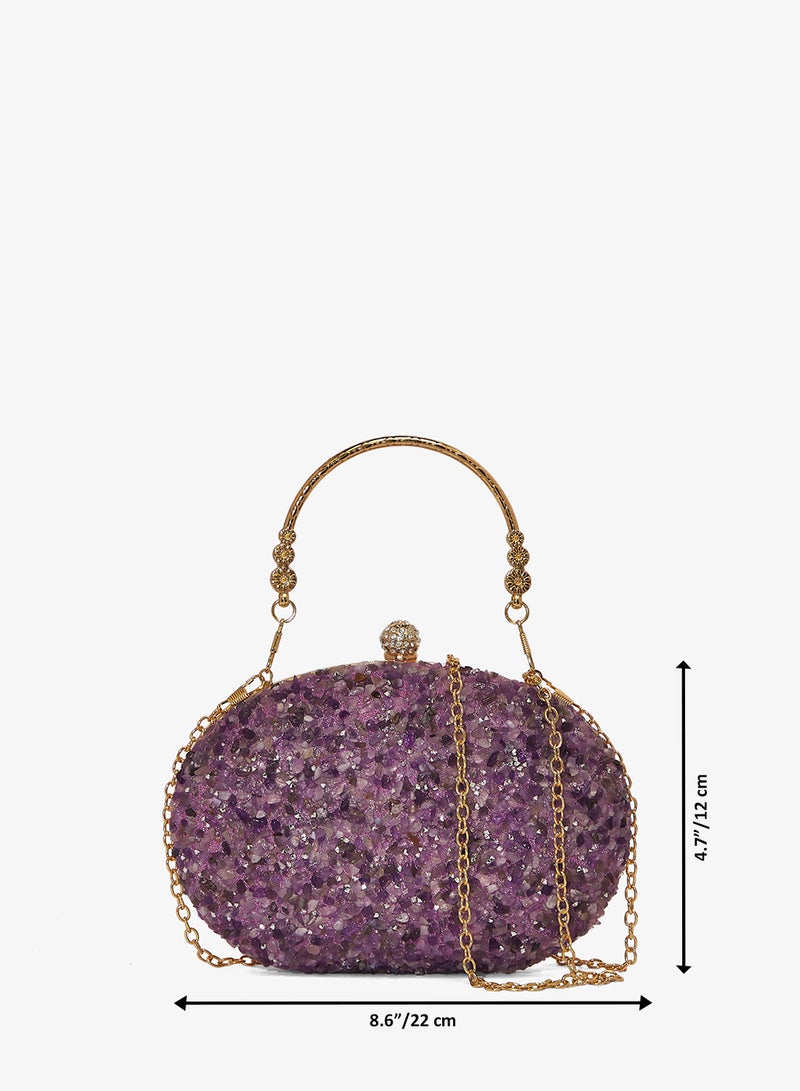 Khizana Embellished Handle Detail Clutch - Image 5