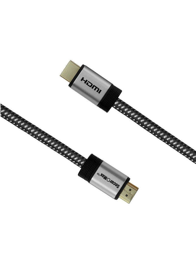 سكيور O ماكس كابل HDMI 4K 60 هرتز ، HDMI 2.0 ، HDCP 2.2 ، HDR ، 18 جيجابت في الثانية مع سلك مضفر ، موصلات مطلية بالذهب (2 متر) - Image 3