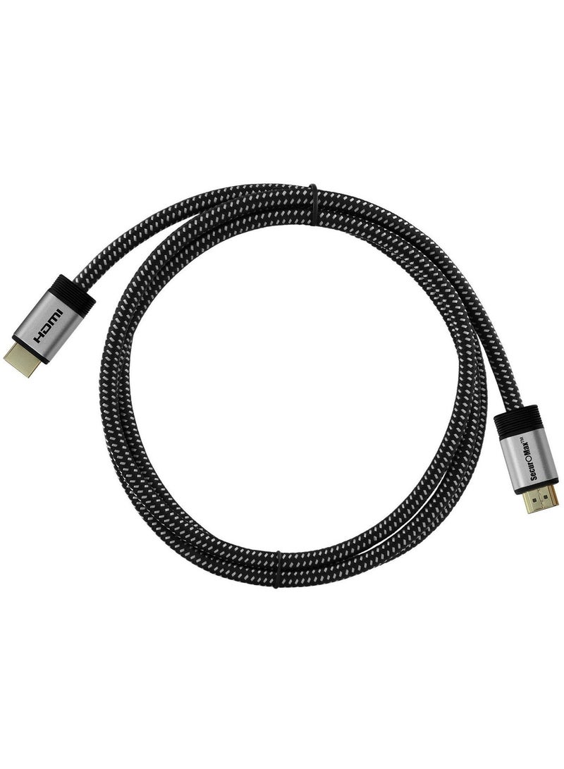 سكيور O ماكس كابل HDMI 4K 60 هرتز ، HDMI 2.0 ، HDCP 2.2 ، HDR ، 18 جيجابت في الثانية مع سلك مضفر ، موصلات مطلية بالذهب (2 متر) - Image 1