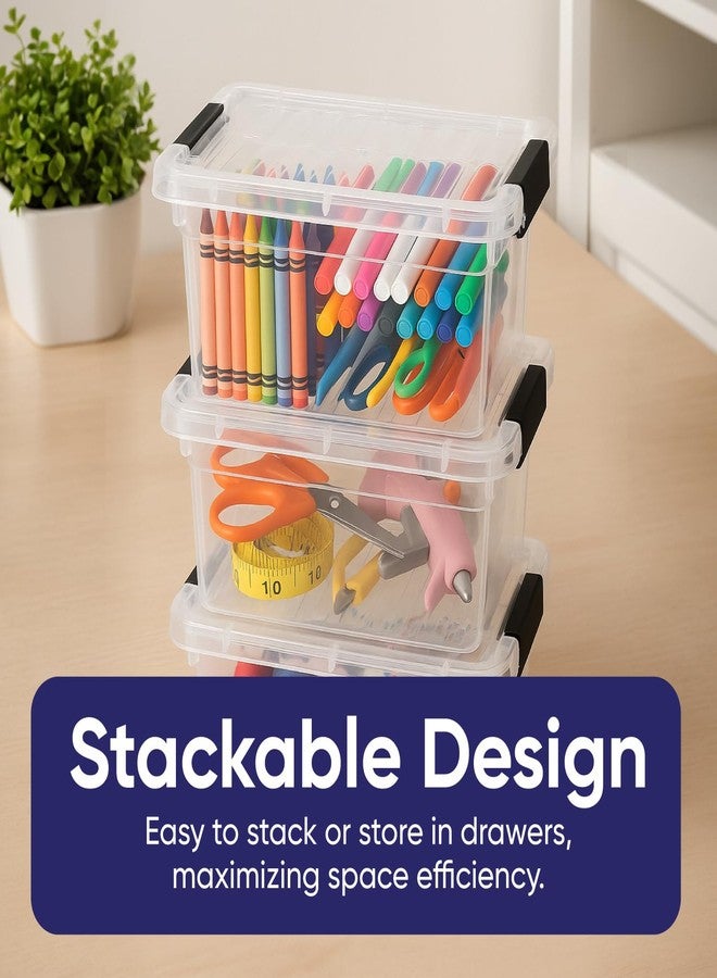 Superio Mini Storage Container Plastic Crayon Box Art Supplies and Sewing Case Stackable Clear Small Organizer for Beads, Stationery, Chalk, and Food, 1.05 Quart - Image 3