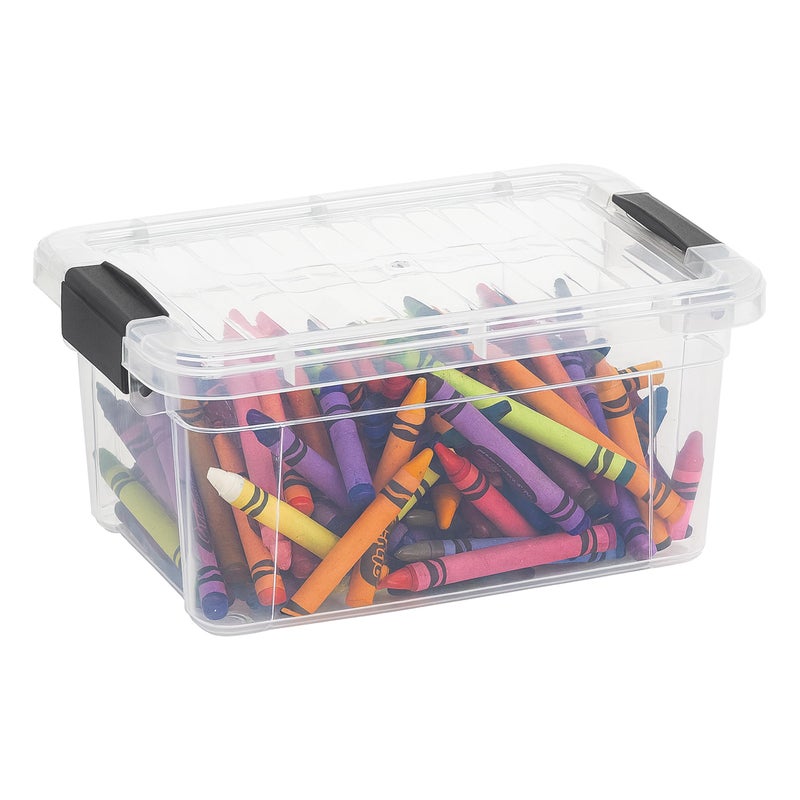 Superio Mini Storage Container Plastic Crayon Box Art Supplies and Sewing Case Stackable Clear Small Organizer for Beads, Stationery, Chalk, and Food, 1.05 Quart - Image 1