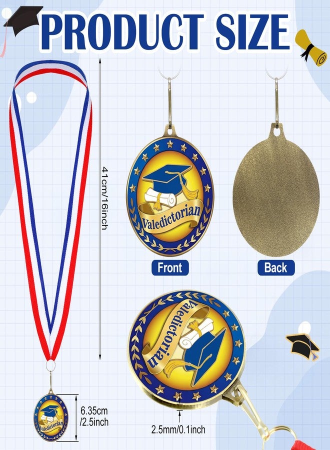Highergo 2 Pcs 2.5 Inch Graduation Medal Include Valedictorian Award and Salutatorian Award Medal Ribbon for Graduate Ceremony, Recognition Gifts - Image 2