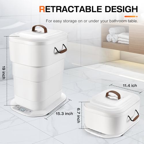 RYJNM Large Towel Warmer for Bathroom - 27L Foldable Towel Warmer Bucket with LCD Display & Remote Control, Auto Shut Off, Fits Up to Two 40"X70" Oversized Towels, Bathrobes, Blankets, and More - Image 3