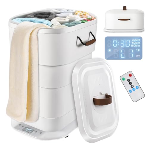 RYJNM Large Towel Warmer for Bathroom - 27L Foldable Towel Warmer Bucket with LCD Display & Remote Control, Auto Shut Off, Fits Up to Two 40"X70" Oversized Towels, Bathrobes, Blankets, and More - Image 1