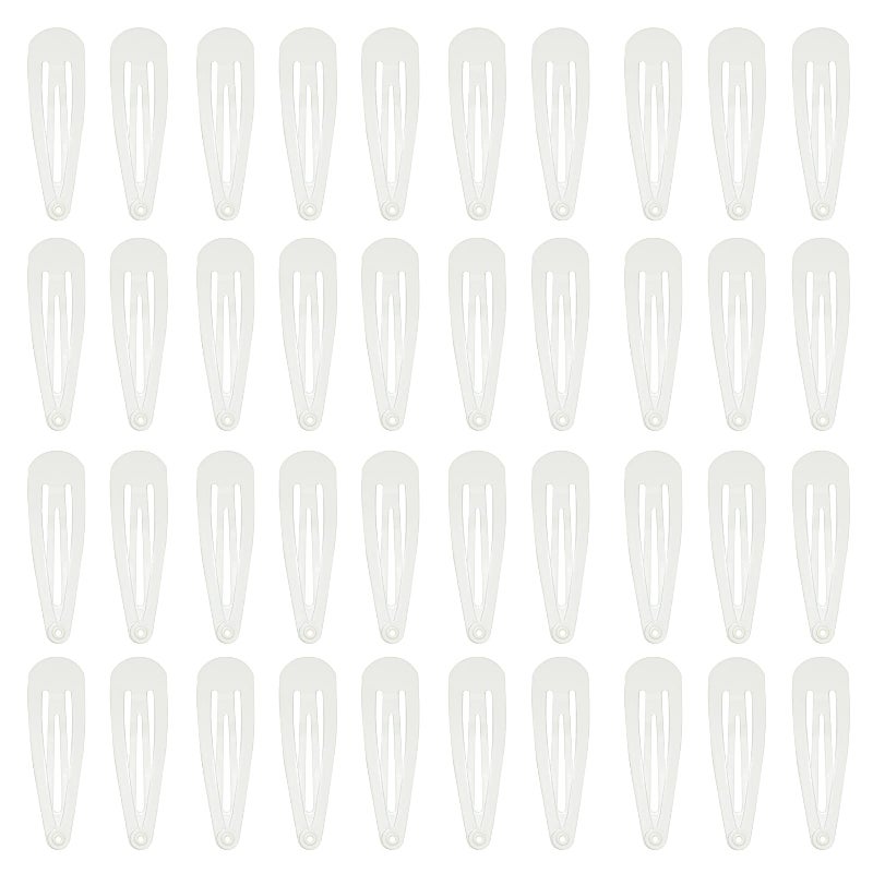 PIDOUDOU 40 Counts White Color Metal Snap Hair Clips 2 Inch Barrettes for Women Accessories - Image 1