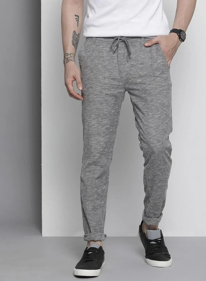 The Indian Garage Co Men Grey Slim Fit Knit Joggers