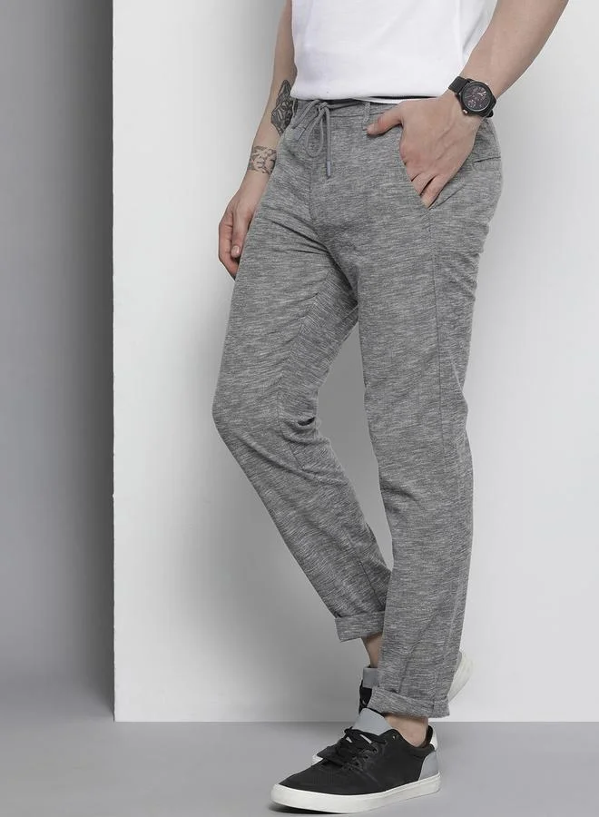 The Indian Garage Co The Indian Garage Co Men Grey Slim Fit Knit Joggers