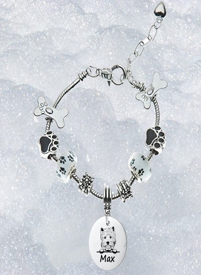 إنفينيتي كوليكشن هدايا لمحبي كلاب ويست هايلاند وايت تيرير، سوار خرز مزين بخرزات ويست هايلاند وايت تيرير، مجوهرات كلاب محفورة حسب الطلب، تذكار مميز لمحبة الكلاب، هدية لمحبي الكلاب - Image 4