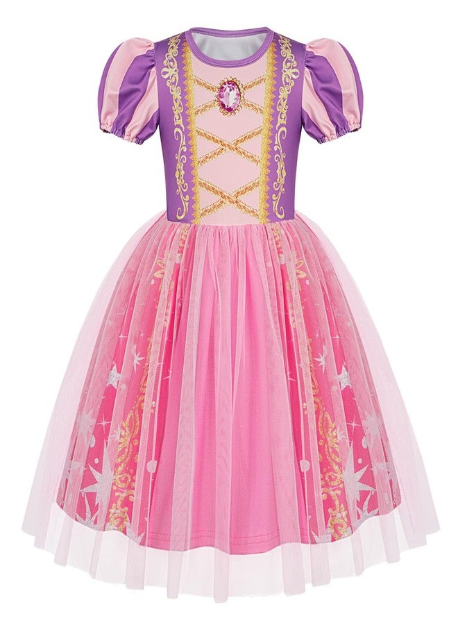 Benylion Princess Dress for Toddler Girls Purple Princess Halloween Birthday Party Outfit Kids Girls Dress Up Clothes Role Play Outfit for 5-6X - Image 1