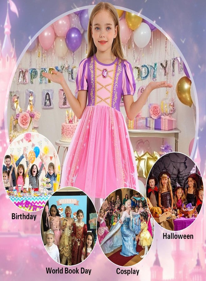 Benylion Princess Dress for Toddler Girls Purple Princess Halloween Birthday Party Outfit Kids Girls Dress Up Clothes Role Play Outfit for 5-6X - Image 5