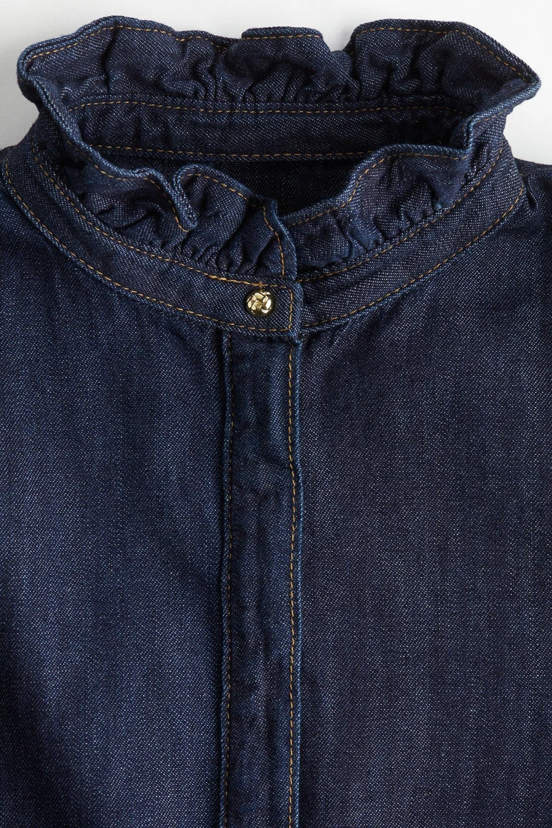 H&M Frill-trimmed denim blouse