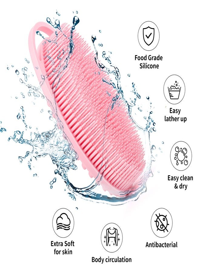 ZYLOP Soft Silicone Body Scrubber Loofah - 2 Pack Gentle Loofah Alternative, Fast-Drying, Hygienic Shower Brush Body Wash Scrubber for Sensitive Skin, Lather Well, Easy to Clean, Black and Pink - Image 3
