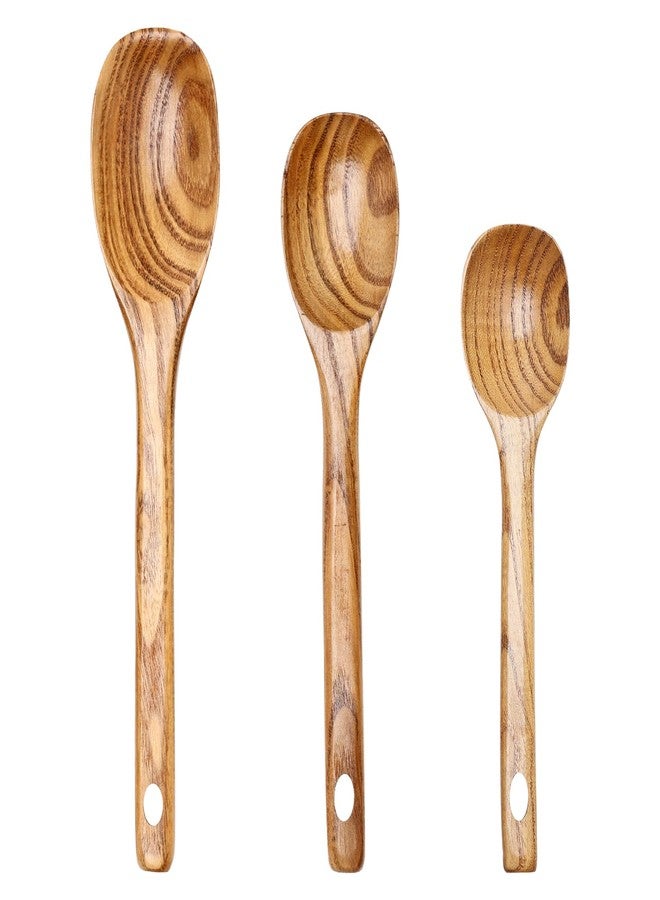 Renawe 3 Piece Wooden Spoons for Cooking Spoon Set Wood Cooking Utensils Serving Spoon Kitchen Spatula Large Mixing Spoon Long Baking Ladle Bamboo Stirring Non Toxic Spoons Kitchen Tools Utensil - Image 1