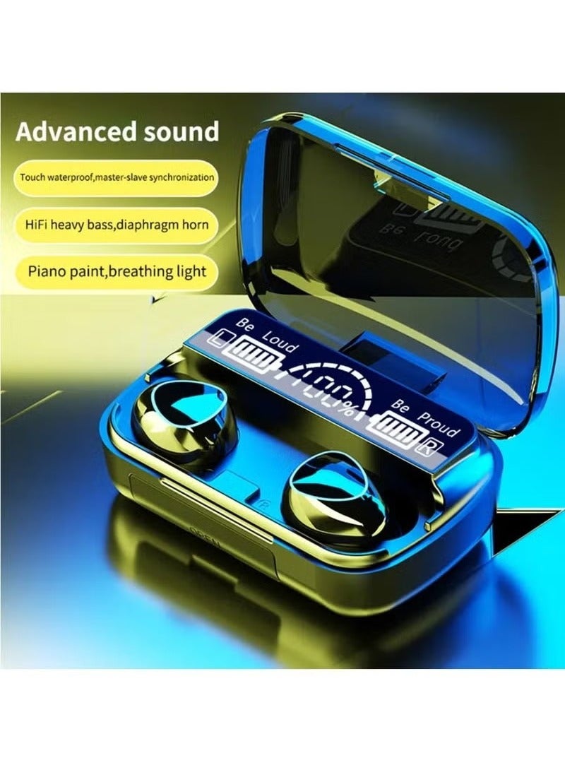 رقطة سماعات أذن M10 TWS، سماعات أذن لاسلكية بتقنية بلوتوث 5.1، ستيريو لاسلكي حقيقي مع تحكم باللمس، ميكروفون مدمج، اتصال تلقائي سريع، صوت غامر، أسود - Image 3