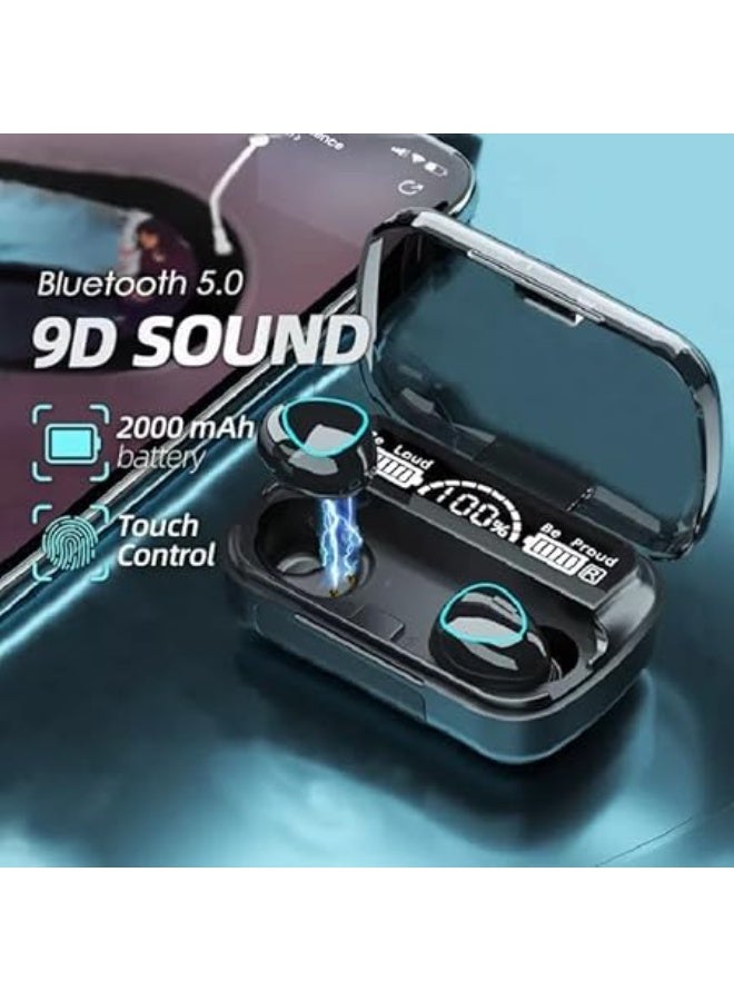 رقطة سماعات أذن M10 TWS، سماعات أذن لاسلكية بتقنية بلوتوث 5.1، ستيريو لاسلكي حقيقي مع تحكم باللمس، ميكروفون مدمج، اتصال تلقائي سريع، صوت غامر، أسود - Image 4