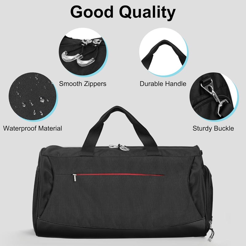 Eocean Gym Bag for Men/Women, Men's Sports Bags with Shoes Compartment & Wet Pocket, Club Bag for Gym, Small Duffle Bags for Swimming Basketball, Carry on Overnight Bag for Travel, Black (30 L) - Image 3