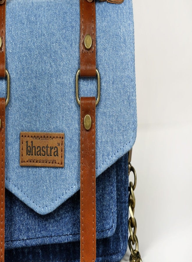 BHASTRA Deep Denim Trail Sling Bag | Denim & Vegan Leather | Bag for Women - Girls Travel Crossbody Bags with Adjustable Strap - Ladies Shoulder Purse Stylish Handbag - Ideal For Gifting - Image 3