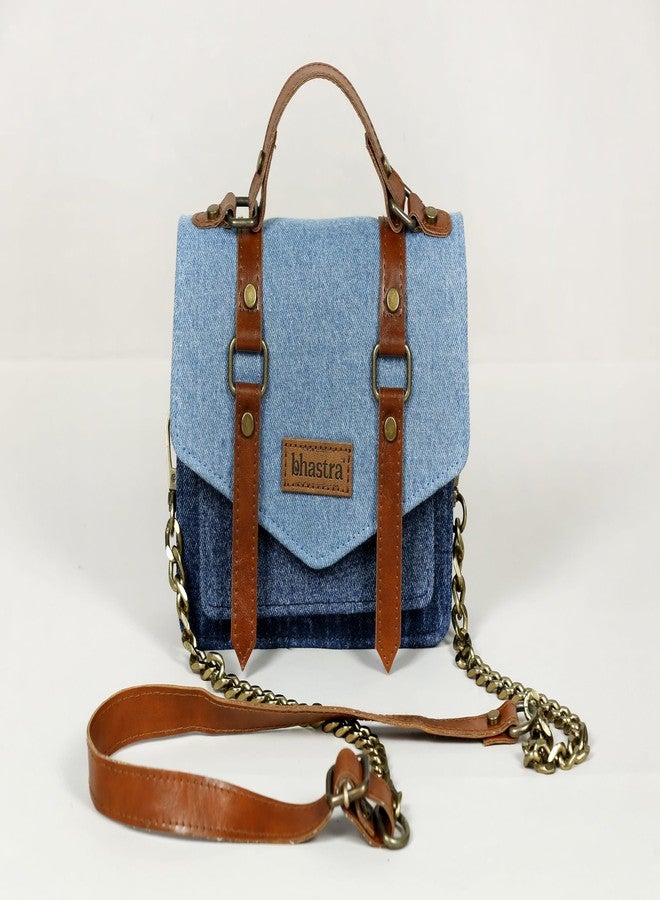 BHASTRA Deep Denim Trail Sling Bag | Denim & Vegan Leather | Bag for Women - Girls Travel Crossbody Bags with Adjustable Strap - Ladies Shoulder Purse Stylish Handbag - Ideal For Gifting - Image 5