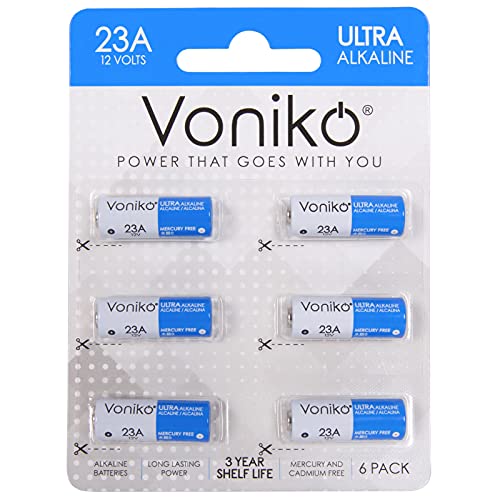Voniko Alkaline Battery 23A - Ultra 23A Batteries (6-Pack) - Long Lasting 12 Volt A23 Battery for Doorbells and Power Remote - Image 1