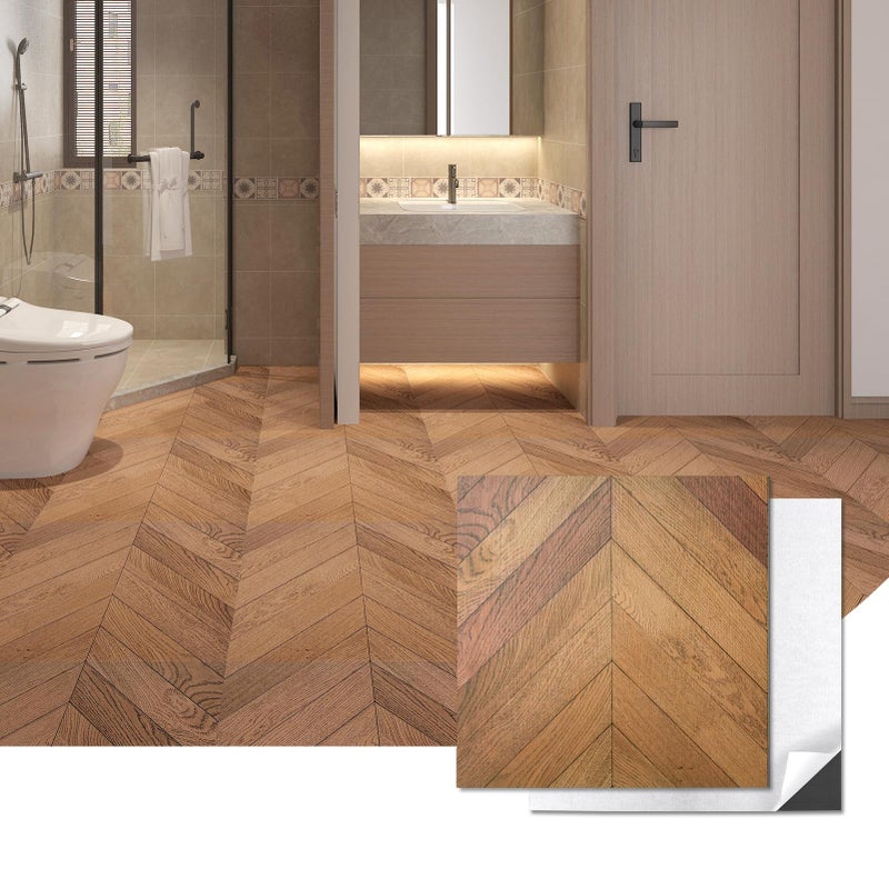 Art3d 30Pack Herringbone Peel and Stick Vinyl Floor Tiles 12 x 12 Self Adhesive Waterproof Wood Flooring Plank for Kitchen Bathroom Bedroom Cover 30 Sq Ft Brown