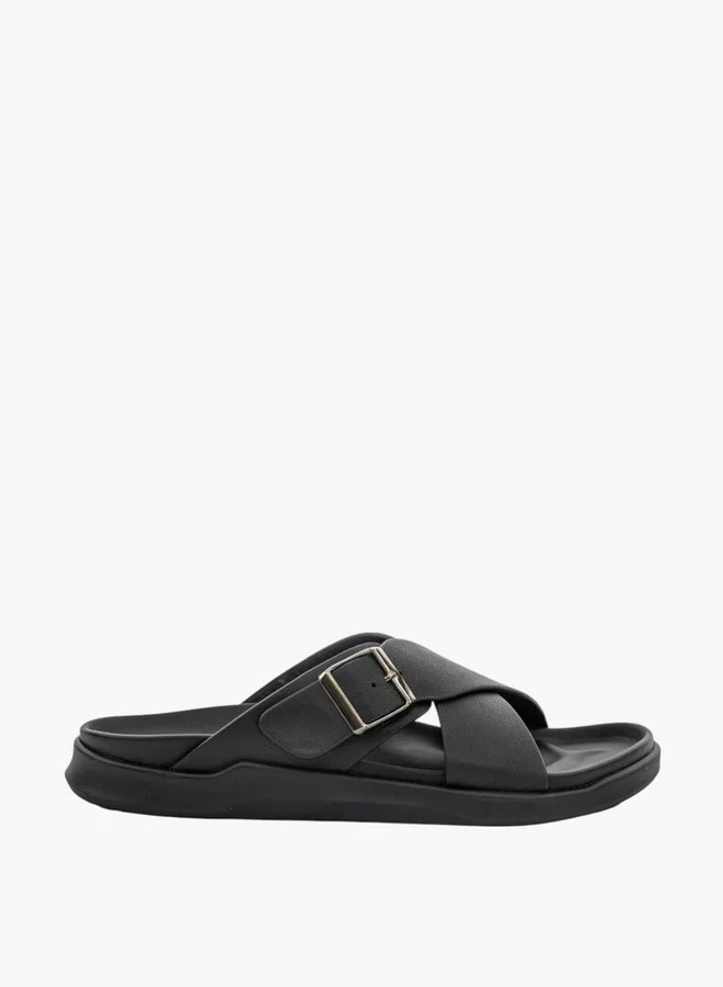 Le Confort Men Buckle Accent Cross-Strap Slip-On Sandals